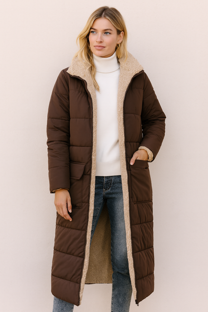 Dames Winterjas Lange Teddyvoering Warm en Stijlvol - Mode Vibes