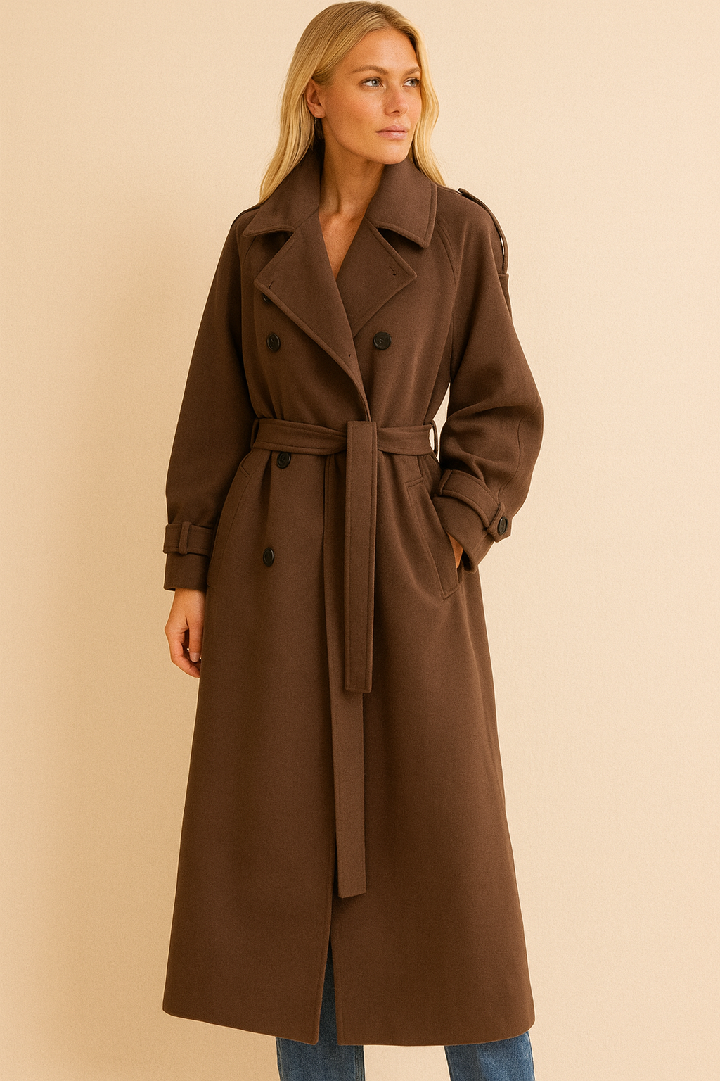 Dames Trench Coat Lange Zachte Stijlvolle Regenjas