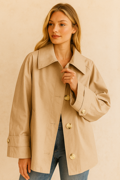 Dames Korte Trenchcoat Luxe Trendy Stijl - Mode Vibes