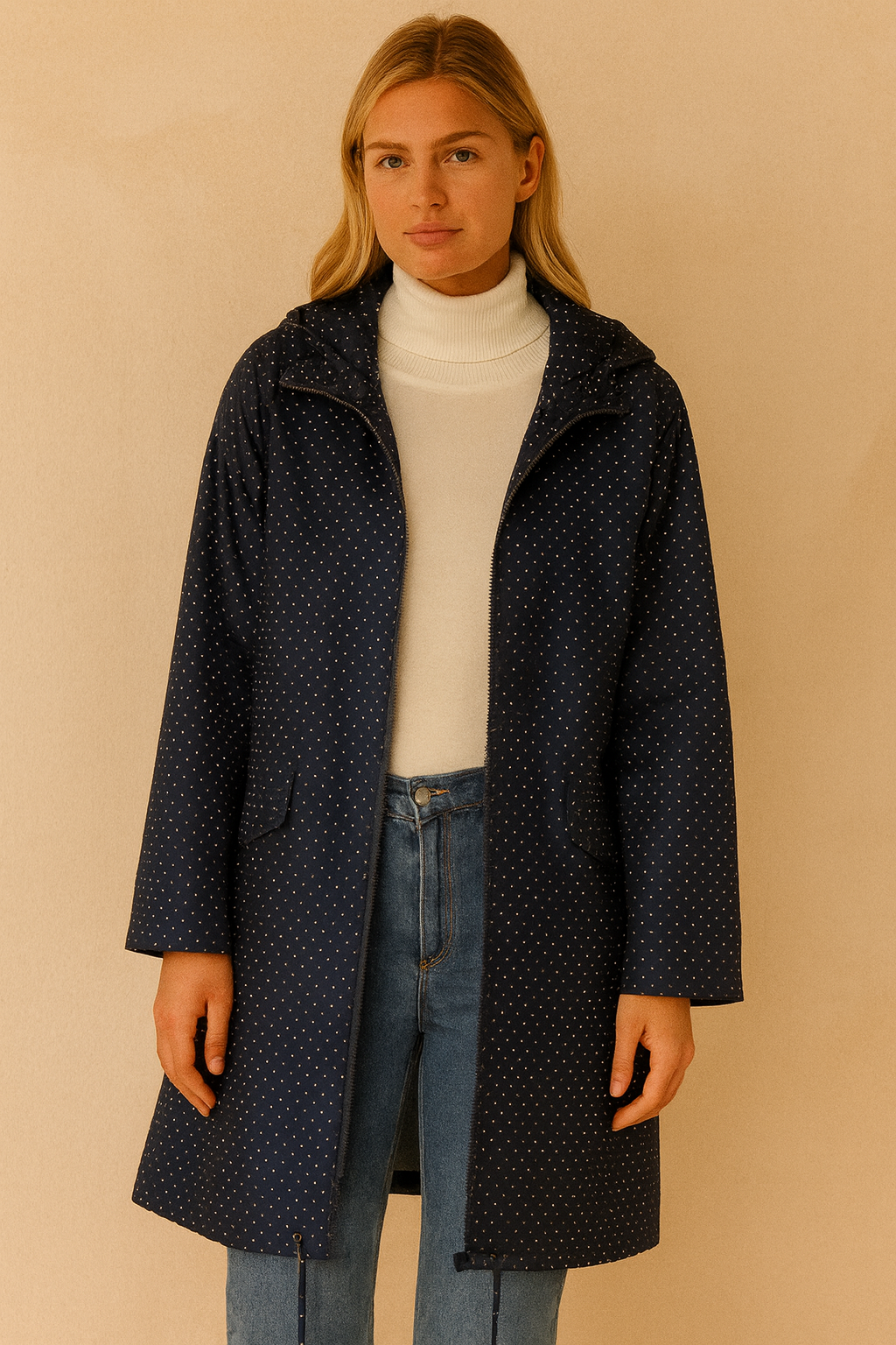 Dames Regenjas Waterafstotend met Trekkoord en Polkadot Print - Mode Vibes