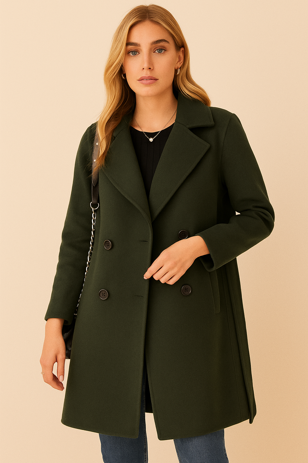 Dames Wollen Mantel Dubbel Geknoopt Stijlvol Trendy Look - Mode Vibes