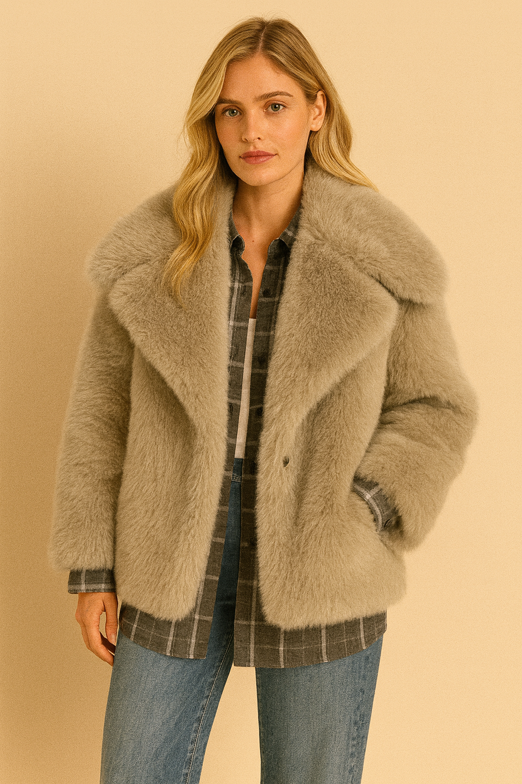 Dames Faux Fur Jas Kort Oversized Luxe Zacht