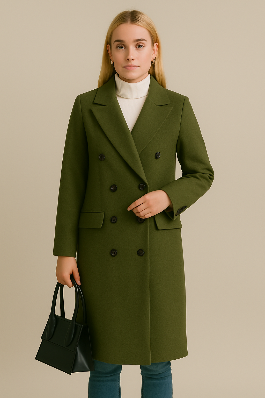 Dames Lange Knopen Mantel Bianca Warme Winter Coat