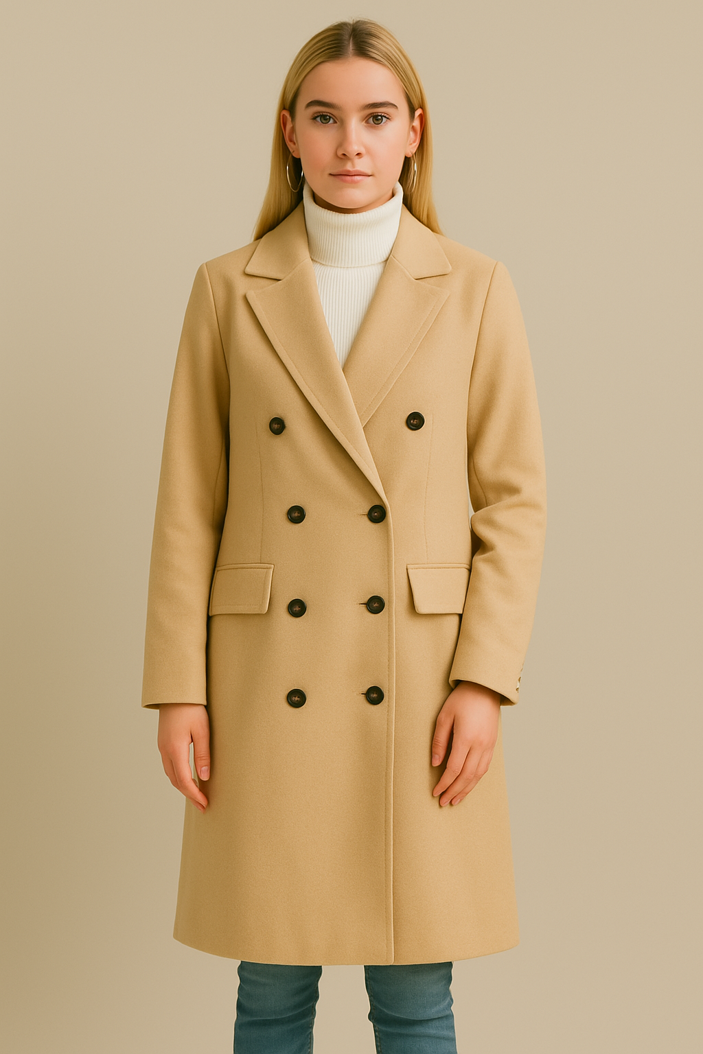 Dames Lange Knopen Mantel Bianca Warme Winter Coat - Mode Vibes