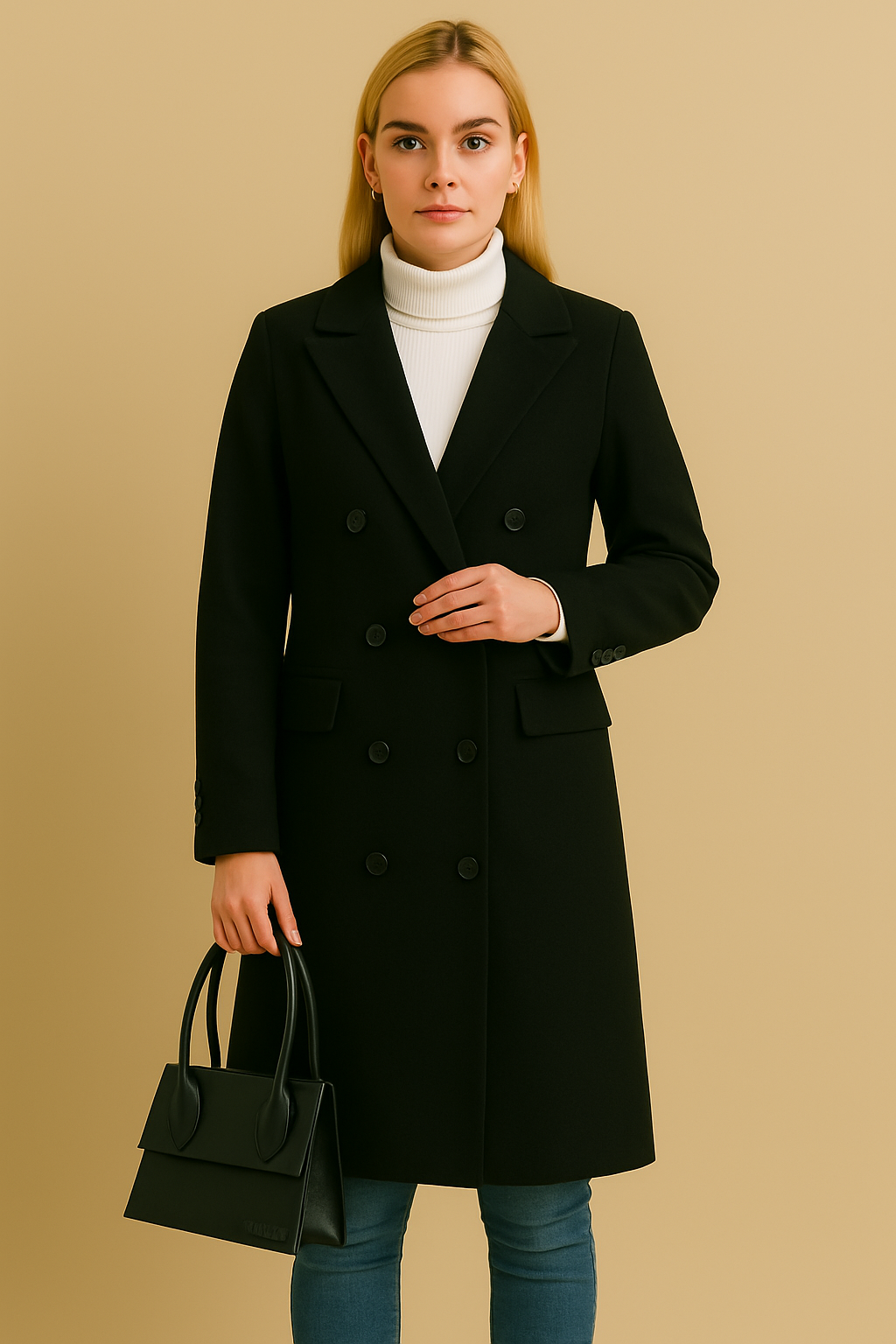 Dames Lange Knopen Mantel Bianca Warme Winter Coat