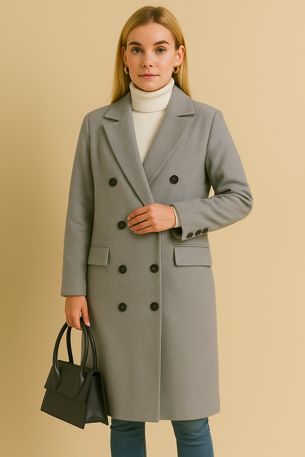 Dames Lange Knopen Mantel Bianca Warme Winter Coat