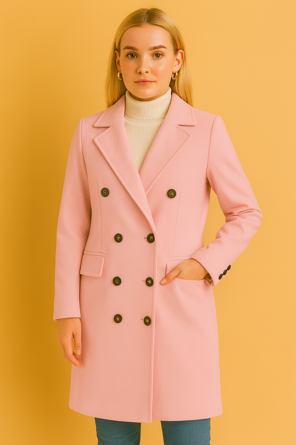 Dames Lange Knopen Mantel Bianca Warme Winter Coat