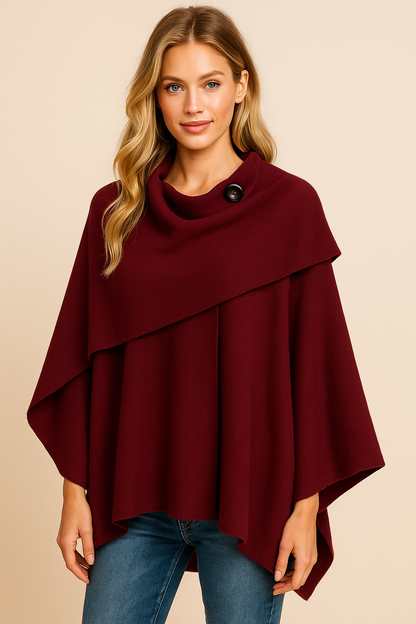 Dames Cape Jas Warm Asymmetrisch met Sjaal Kraag - Mode Vibes