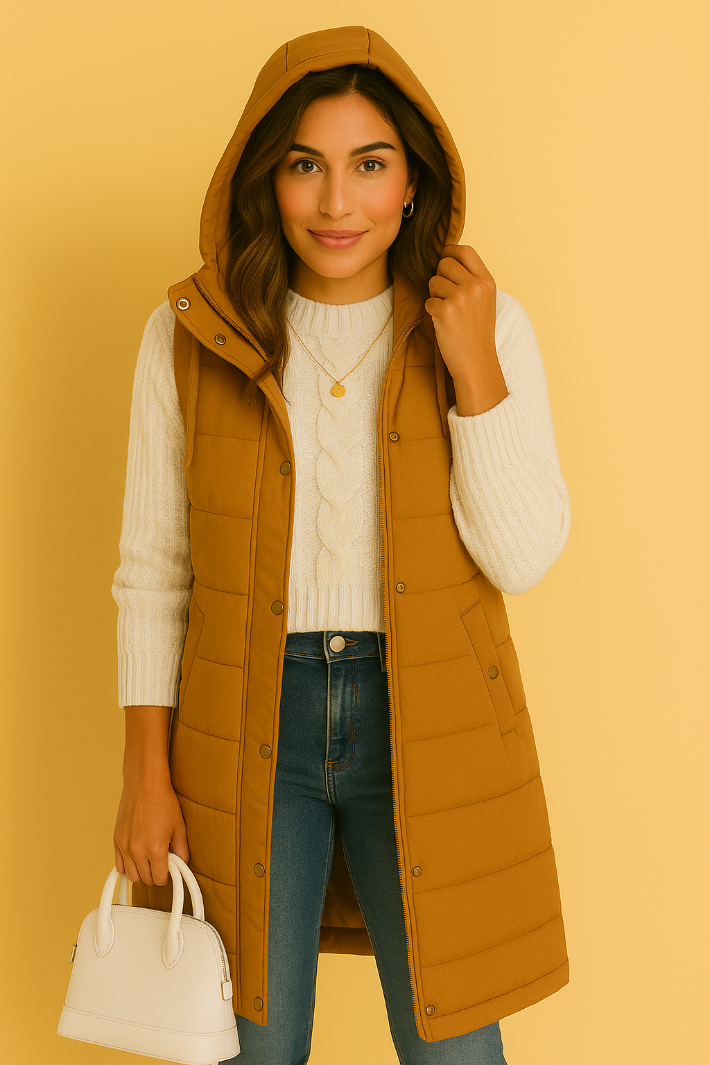Dames Bodywarmer Lange Jas met Capuchon Waterdicht - Mode Vibes