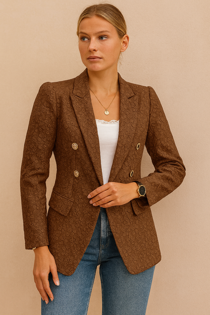 Dames Blazer Double Breasted Stijlvol Elegante Maatwerk Bitha - Mode Vibes