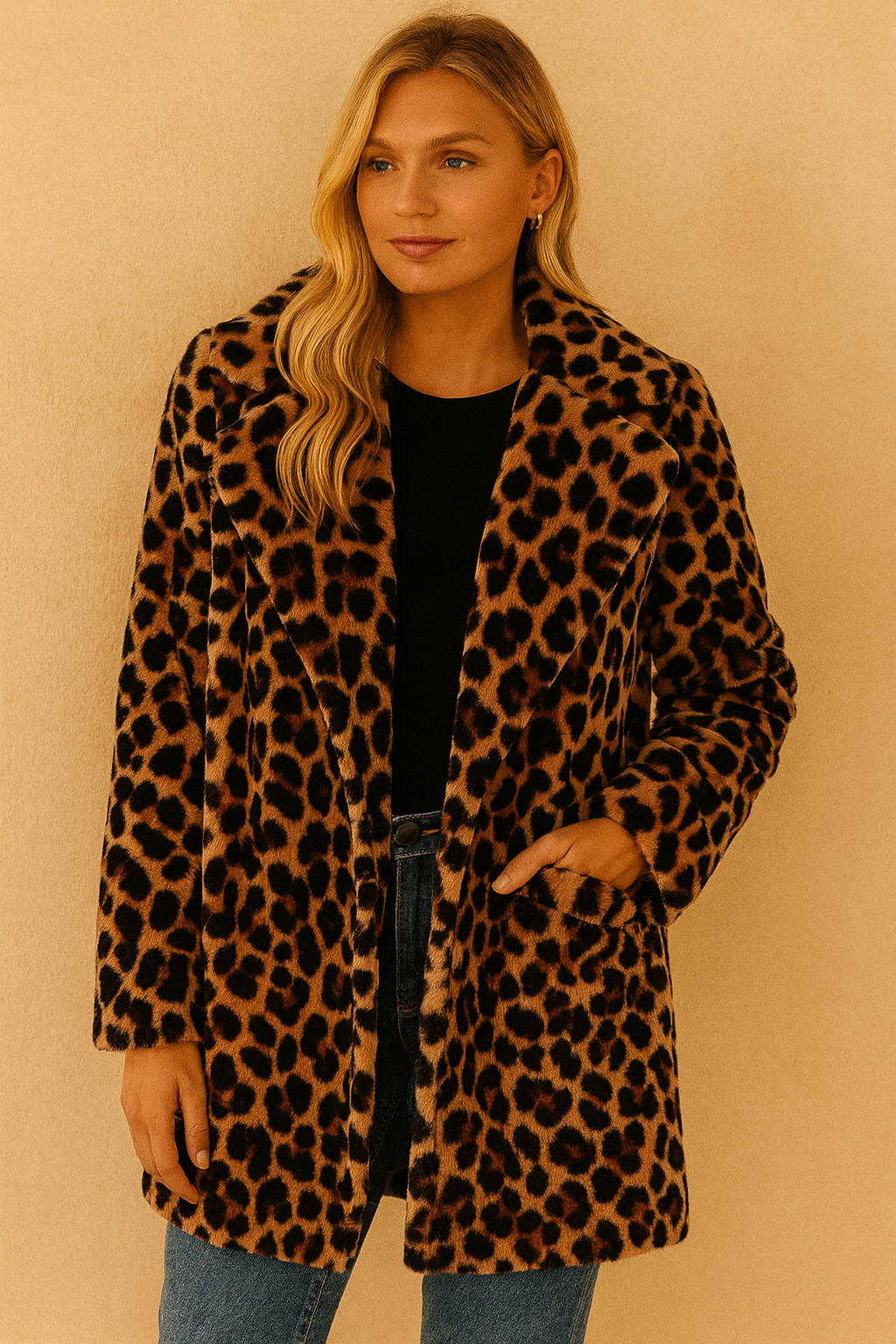 Dames Faux Fur Jas Leopard Print Luxe Blancha