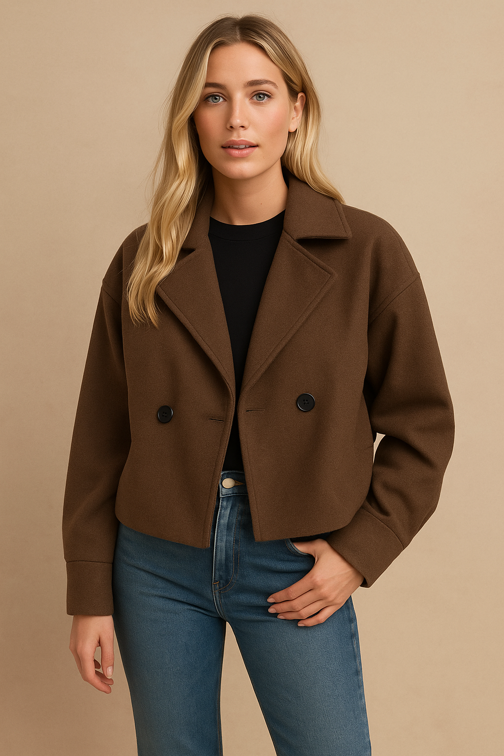 Dames Wollen Jas Kort Elegante Look - Mode Vibes