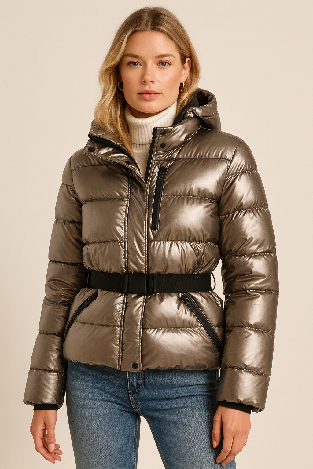 Dames Ski- en Winterjas met Tailleband Modern Design - Mode Vibes