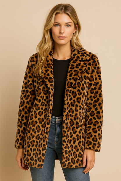 Dames Faux Fur Jas Leopard Lange Warm Elegant - Mode Vibes