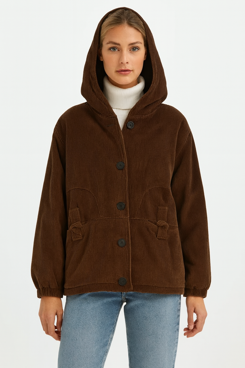Dames Corduroy Jas met Capuchon Warm en Stijlvol - Mode Vibes