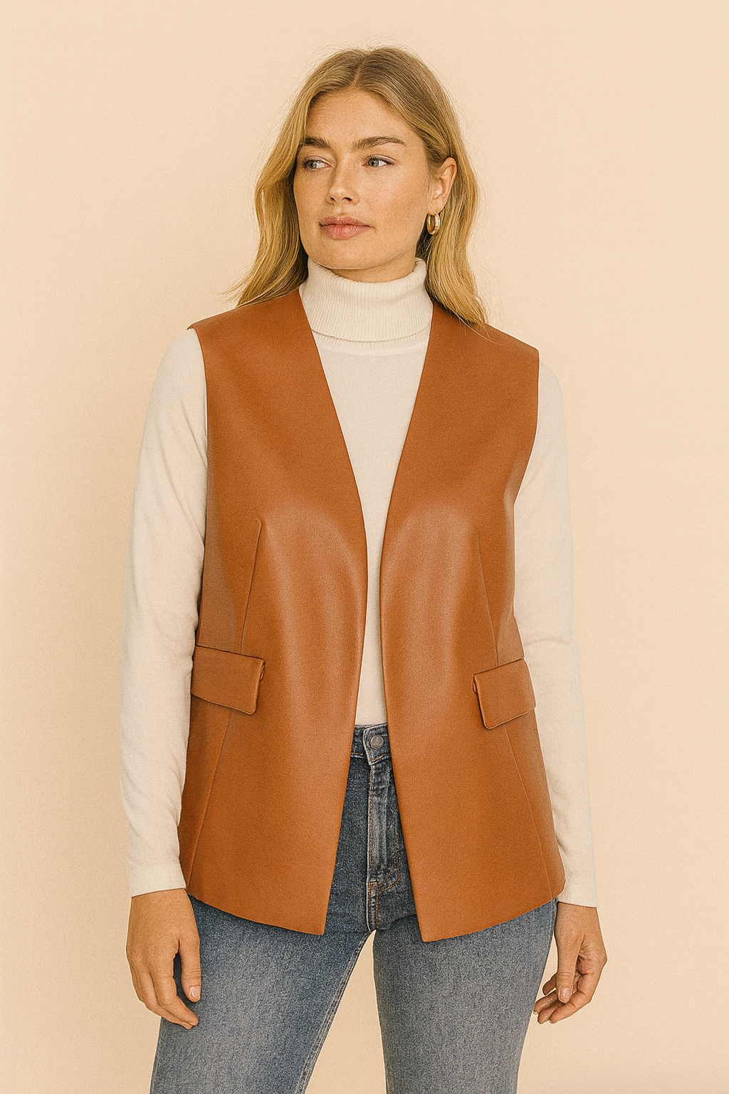 Dames Imitatieleer Gilet Bodil - Mode Vibes