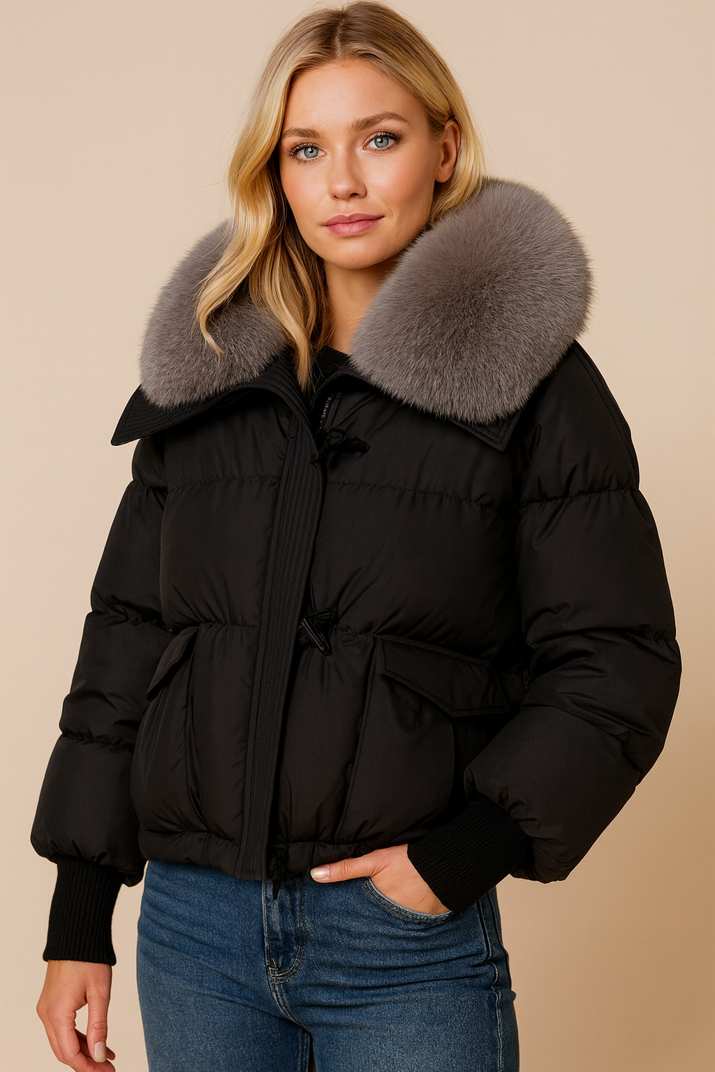 Dames Pufferjas met Imitatiebontkraag Warm en Stijlvol - Mode Vibes
