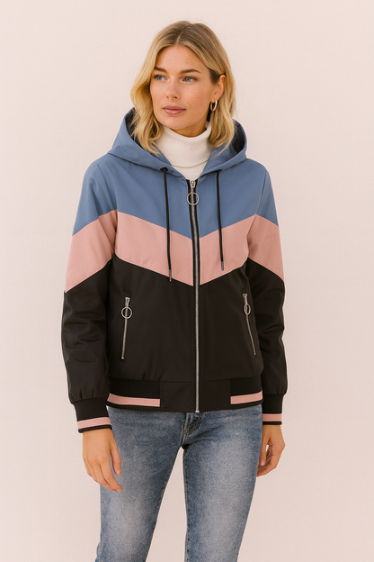 Dames Sportjas Capuchon Colorblock Stijl - Mode Vibes