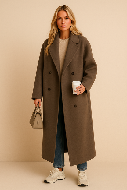Dames Wollen Jas Oversized Warm Lange Trendy Look