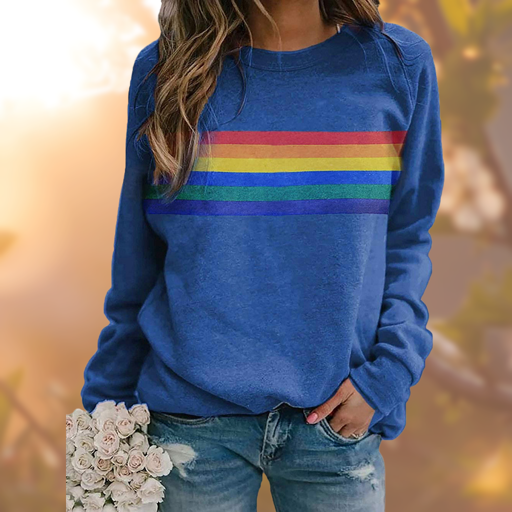 Myna – Zachte Katoenen Trui met Regenboogstrepen