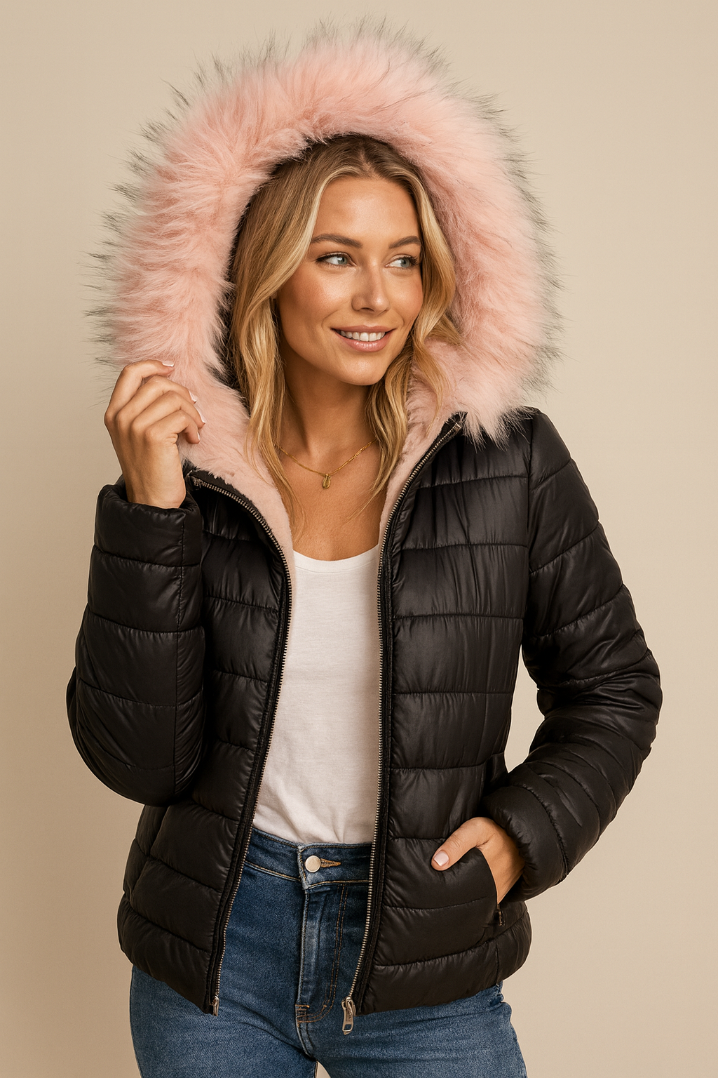 Dames Winterjas Gewatteerd met Faux Fur Capuchon Warm en Stijlvol - Mode Vibes