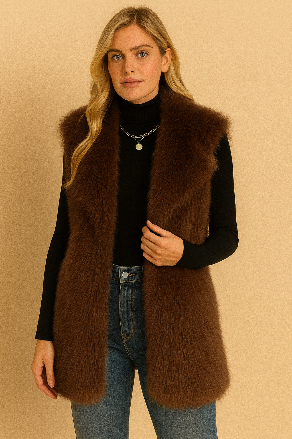Dames Faux Fur Bodywarmer Gilet Trendy Zwart Wit