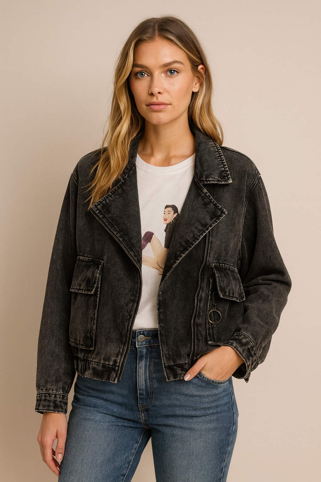Dames Oversized Denim Jas Moderne Vintage Stijl - Mode Vibes