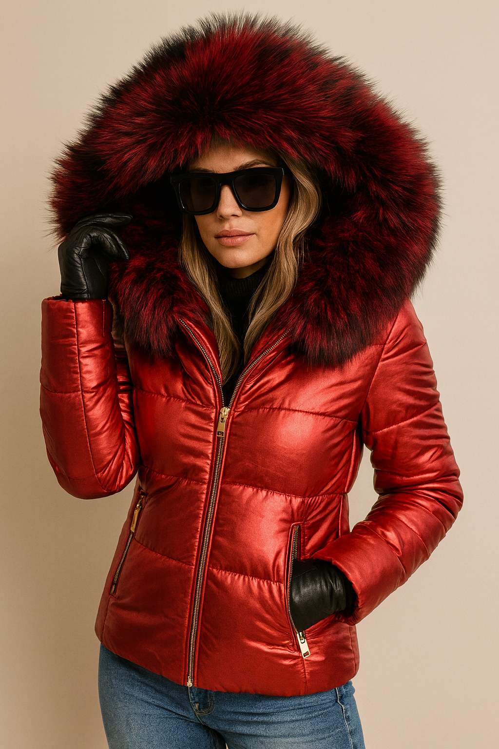 Dames Korte Gewatteerde Winterjas met Bontkraag Luxe Look - Mode Vibes