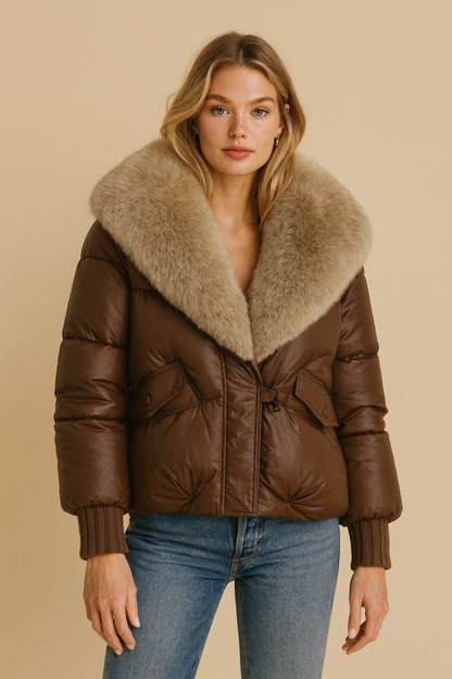 Dames Winterjas met Imitatiebontkraag Luxe Koreaanse Stijl - Mode Vibes