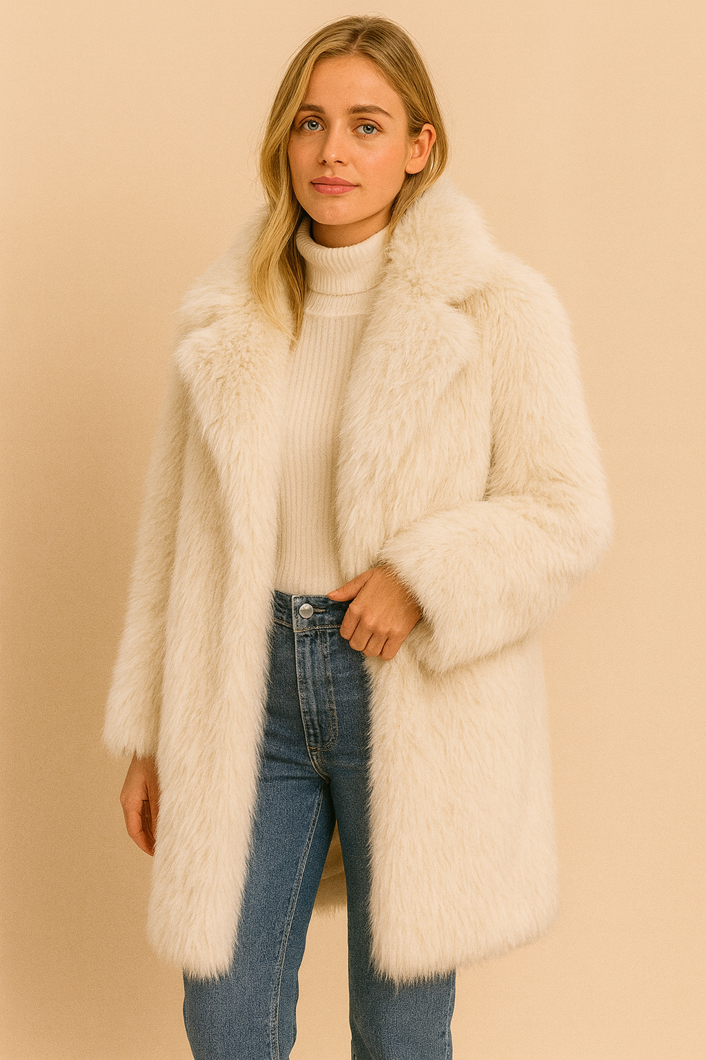 Dames Faux Fur Jas Luxe Stijlvol Elegante Uiterlijk