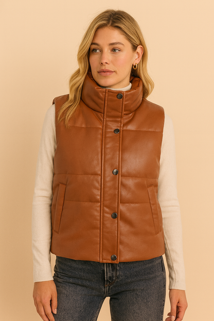 Dames Bodywarmer Warm Gewatteerd Hoge Kraag - Mode Vibes