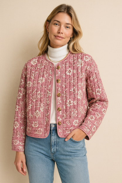 Dames Jas Gewatteerd Bloemenprint Warm - Mode Vibes