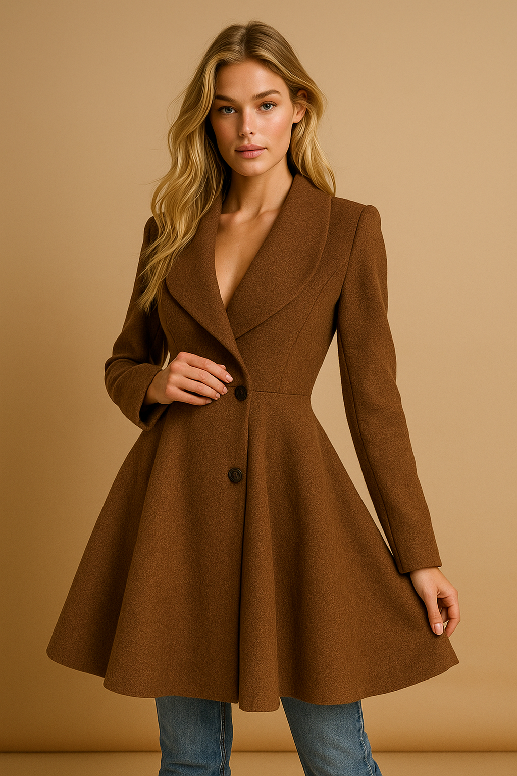 Dames Wollen Jas Elegante Look Getailleerd Model - Mode Vibes