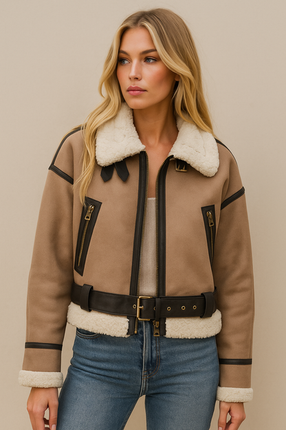 Dames Pilot Jas Teddy Voering Vintage Stijl Warm - Mode Vibes