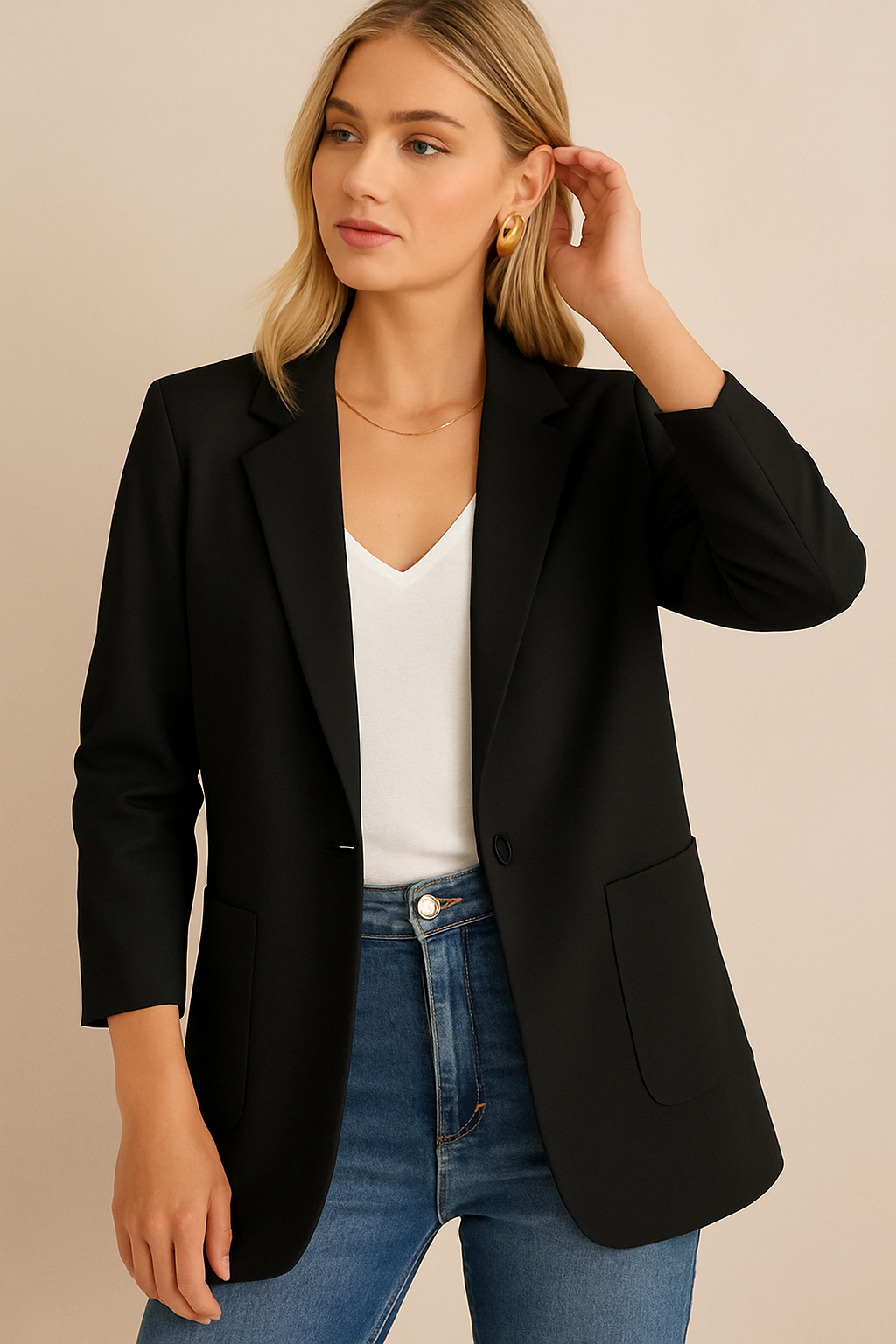 Dames Blazer Grote Zakken Stijlvol Modieus