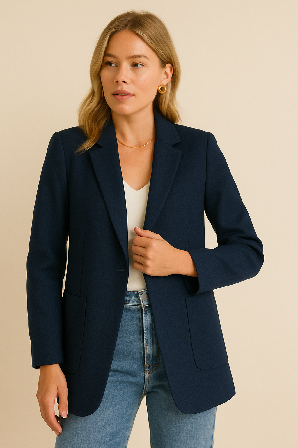 Dames Blazer Grote Zakken Stijlvol Modieus