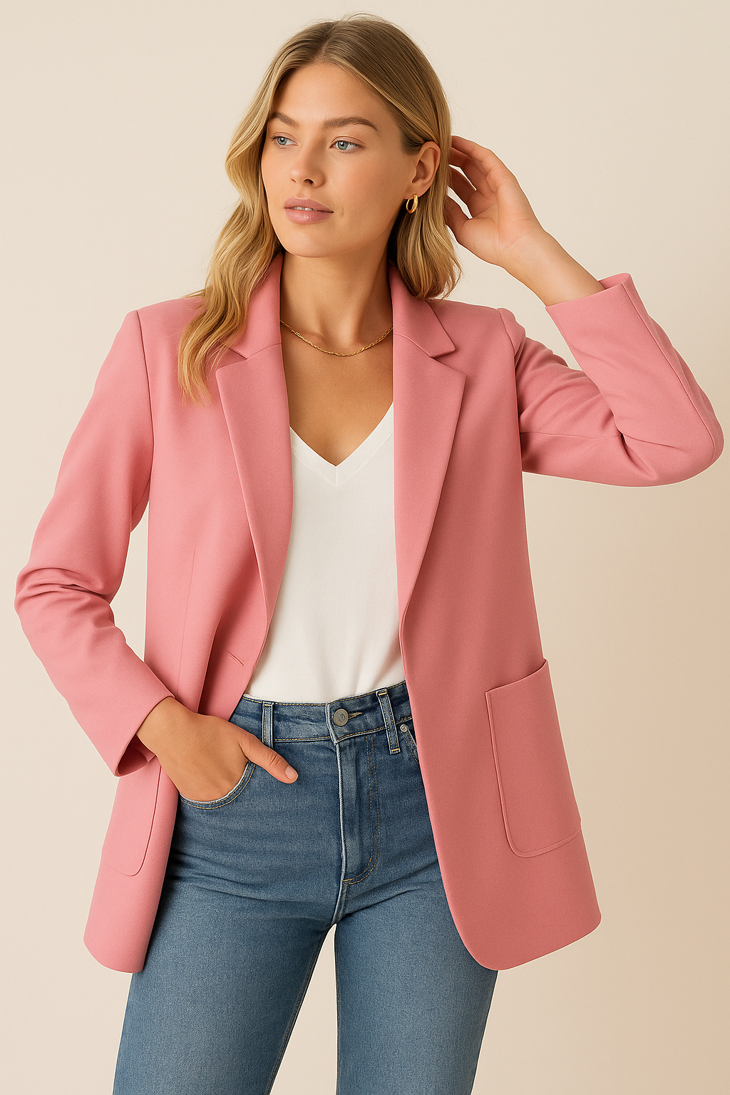 Dames Blazer Grote Zakken Stijlvol Modieus