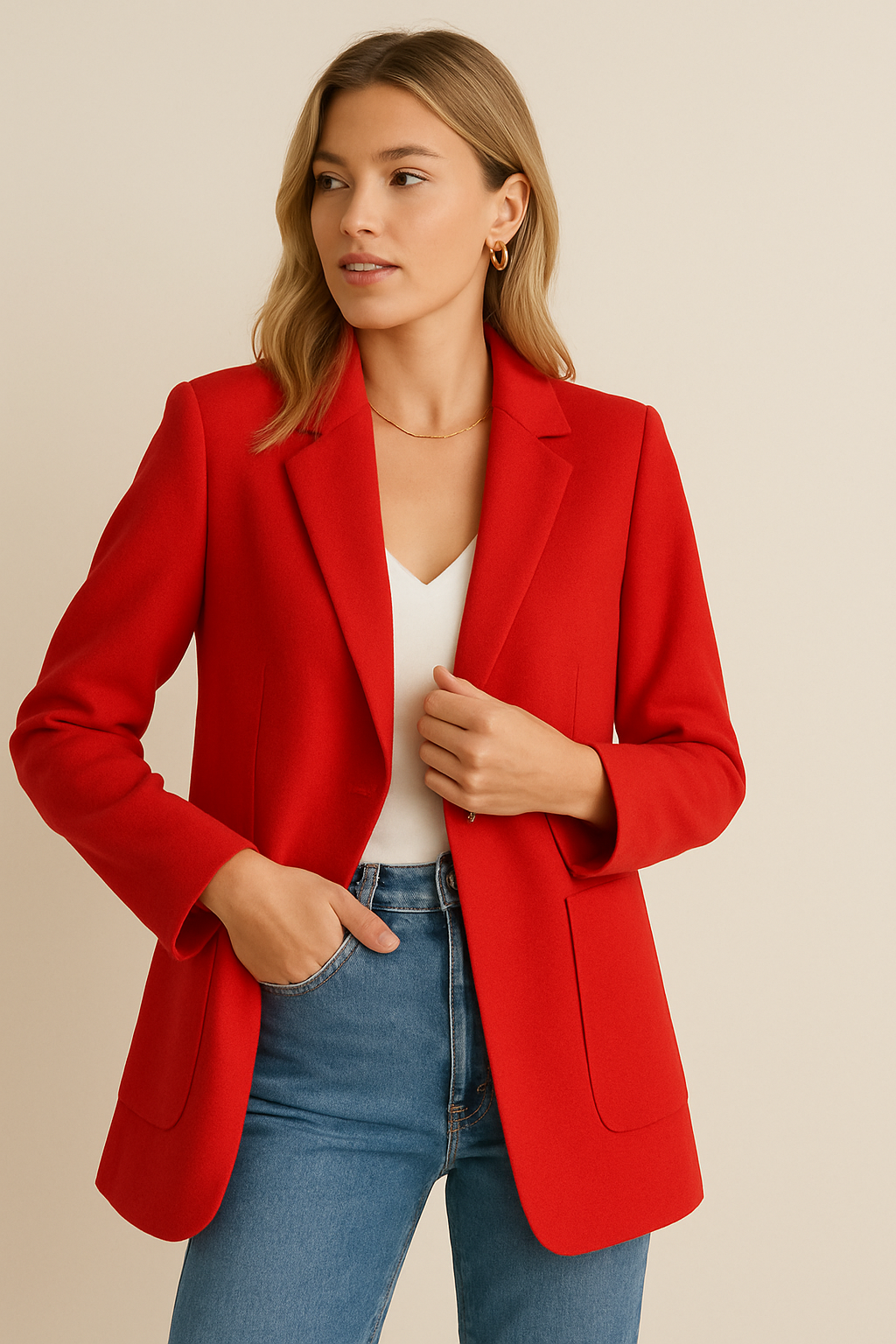 Dames Blazer Grote Zakken Stijlvol Modieus