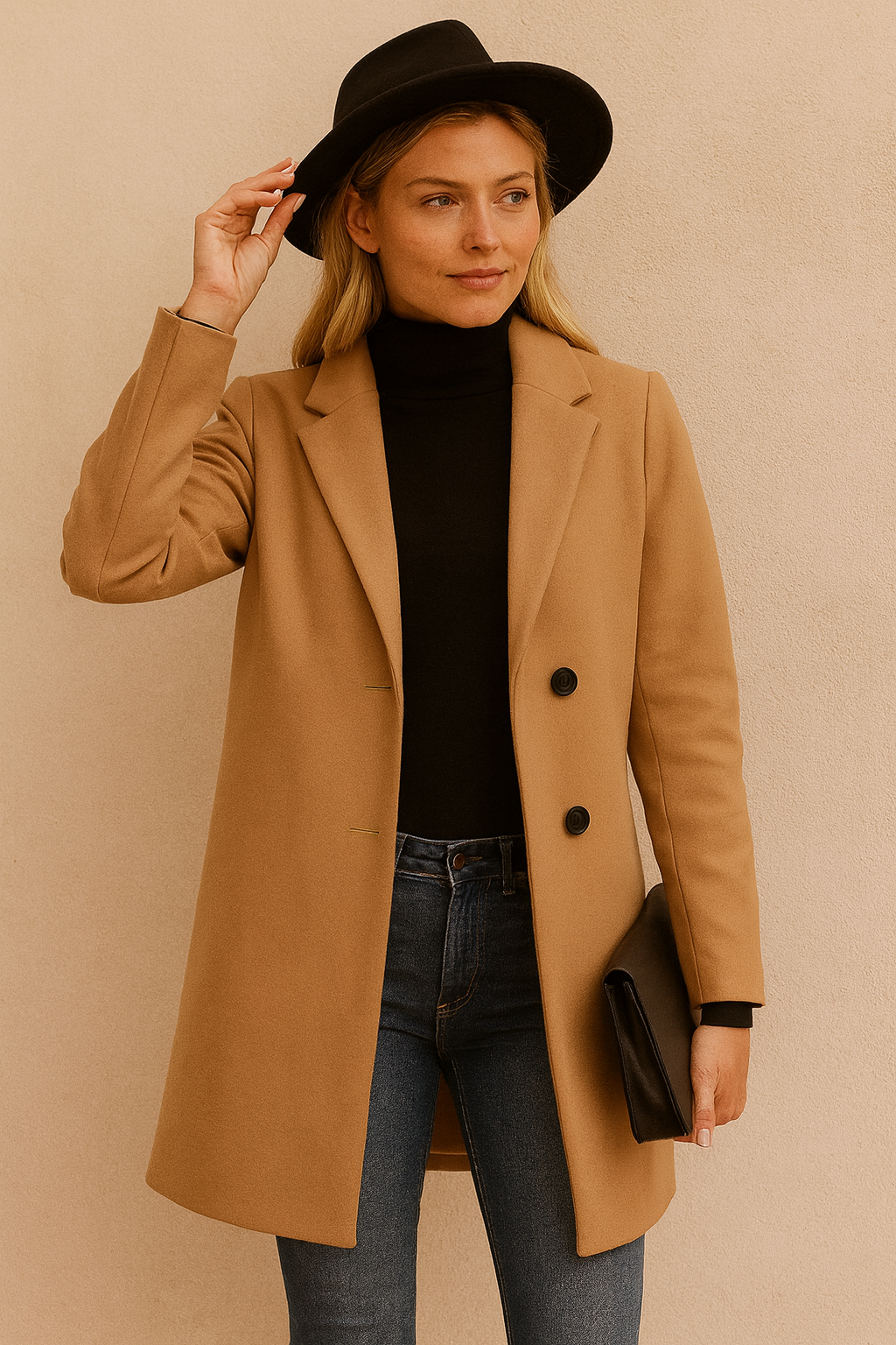 Dames Lange Jas Reverskraag Stijlvol Elegante Wintercoat - Mode Vibes