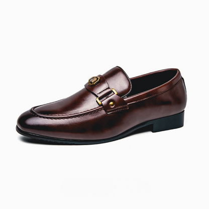 Luxe Heren Loafers Gouden Detail Leer