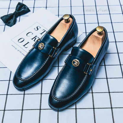 Luxe Heren Loafers Gouden Detail Leer
