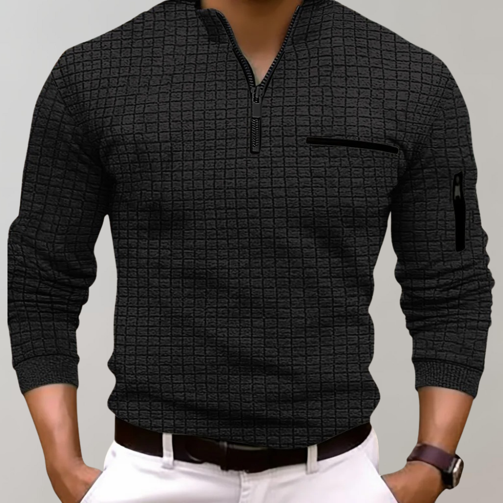 Heren Polo Shirt Lange Mouwen Katoen Jasper - Mode Vibes