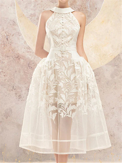 Aurora Zomerjurk met Open Rug en Borduurwerk