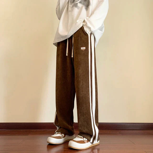 Heren Baggy Sweatpants met Strepen – Rechte Pijpen & Comfort Fit