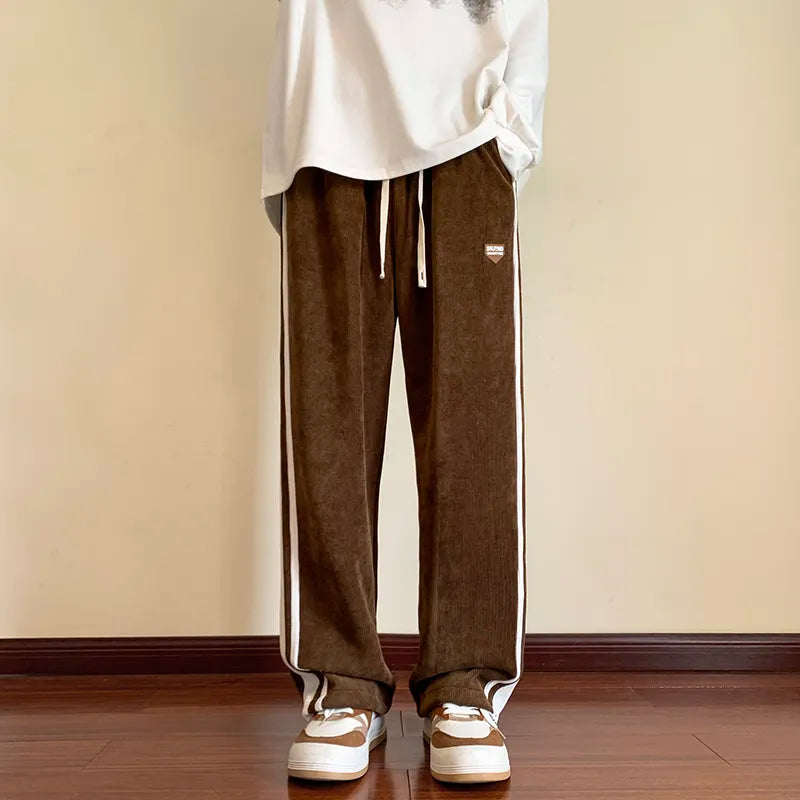 Heren Baggy Sweatpants met Strepen – Rechte Pijpen & Comfort Fit