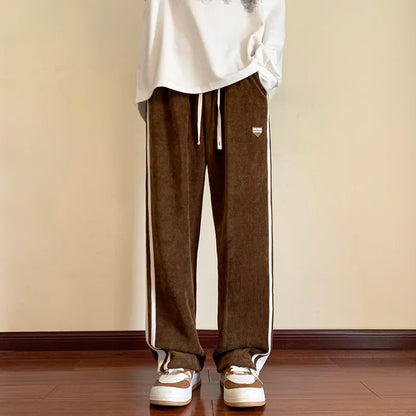 Heren Baggy Sweatpants met Strepen – Rechte Pijpen & Comfort Fit