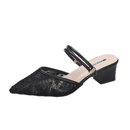 Baotou Sandalen für Damen, Sommer, dicke Absätze, 2024 neue mittlere Absätze für Damen, Sandalen im Feenstil für Damen