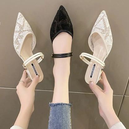 Baotou Sandalen für Damen, Sommer, dicke Absätze, 2024 neue mittlere Absätze für Damen, Sandalen im Feenstil für Damen