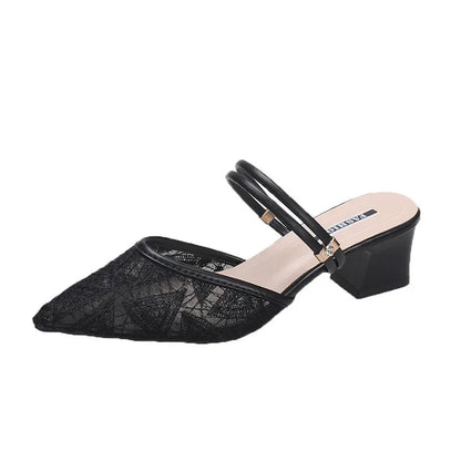 Baotou Sandalen für Damen, Sommer, dicke Absätze, 2024 neue mittlere Absätze für Damen, Sandalen im Feenstil für Damen