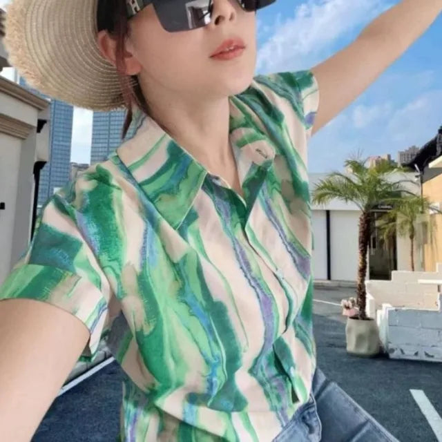Zomerse Zeebries Blouse FlamingoFusion